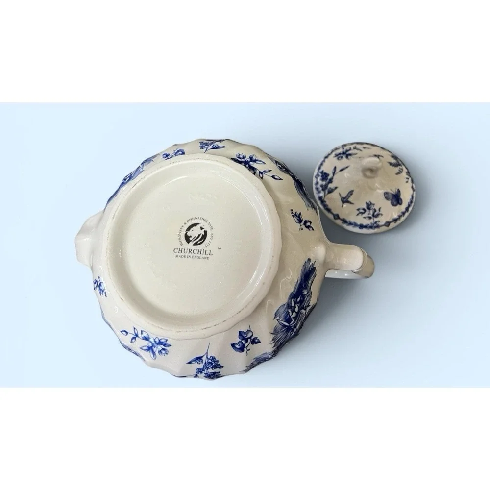 Churchill Toile China Teapot Tea Pot Countryside Butterfly Bird Vintage England